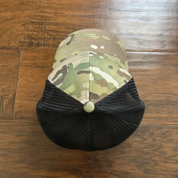 Classic Camo Trucker snapback hat cap tan olive green brown black mesh - Picture 3 of 4